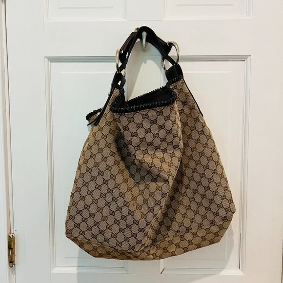 Authentic Gucci Canvas Hobo Handbag - Picture 1 of 16
